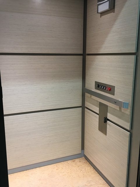 White cab with stainless steel fixtures